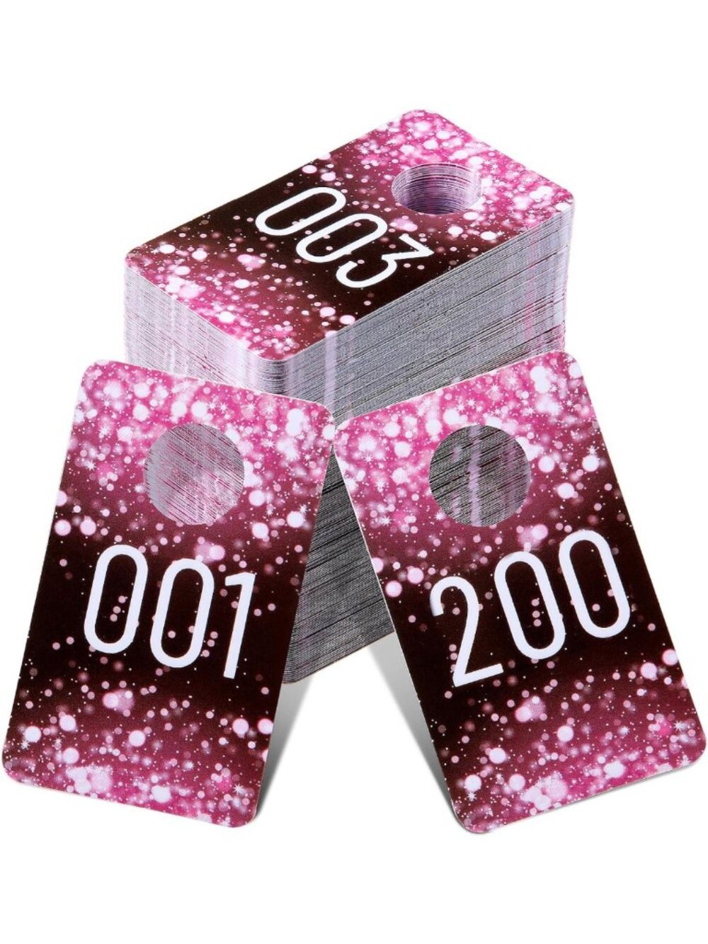 200 Pink Plastic Live Sale Number Tags - 200 Pieces for Events & Crafting